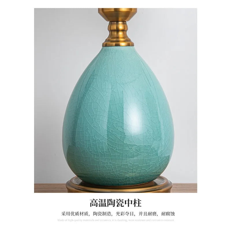 European Style Table Lamp Retro Pastoral Style Ceramic Glass Led Lamp Study Bedroom Decoration Stepless Dimming Bedside Lamp