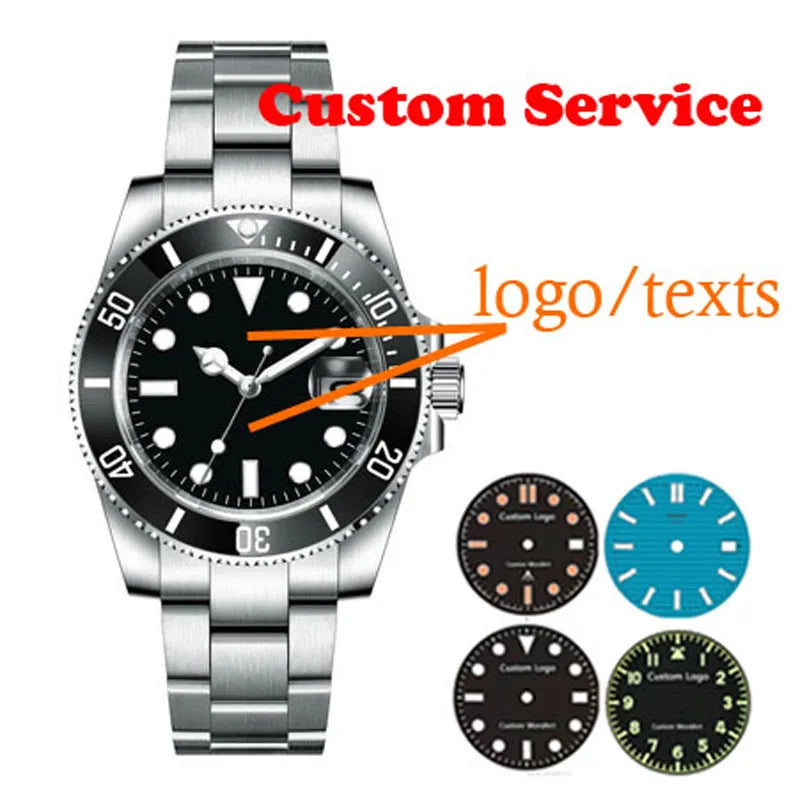 Customization Service for Watch Dials Logo/Texts Print/Laser Engraving Extra Cost