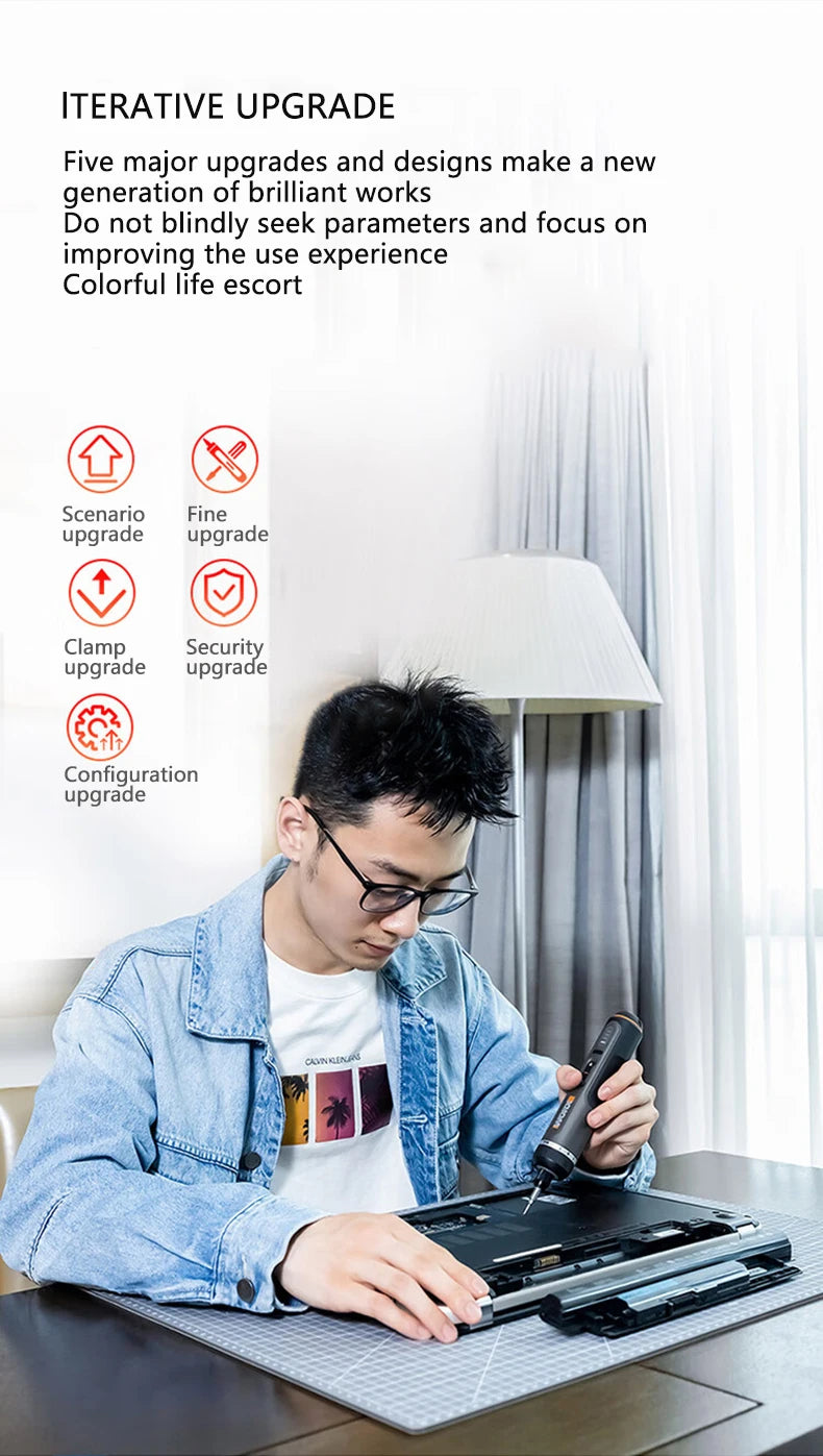 Electrical Screwdriver Set Worx 4V WX242 Smart Cordless Electric Screwdrivers USB Rechargeable Handle 30 Bit Sets Tools