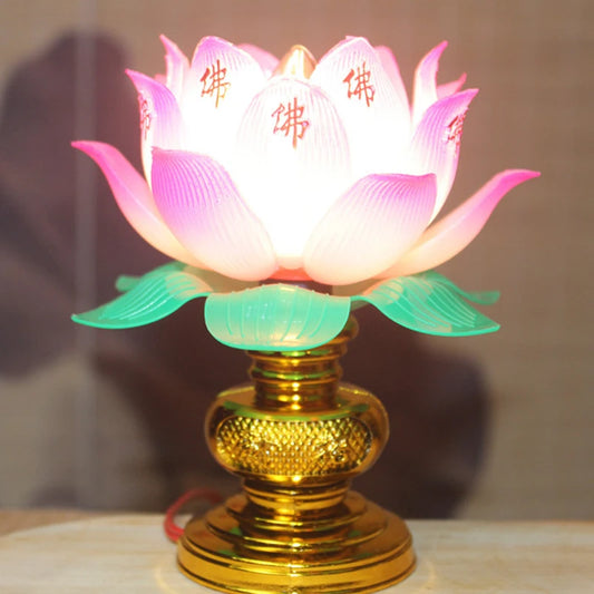 Colorful lotus lamp Buddhistic Desktop Decoration Light for Home Meditation Worship Buddhism Temple