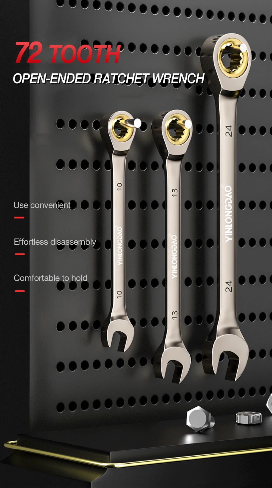 Universal Key Ratchet Wrench 72 Tooth Gear Ring Torque Socket Wrench Metric Ratchet Spanners Car Repair Mechanical Tools