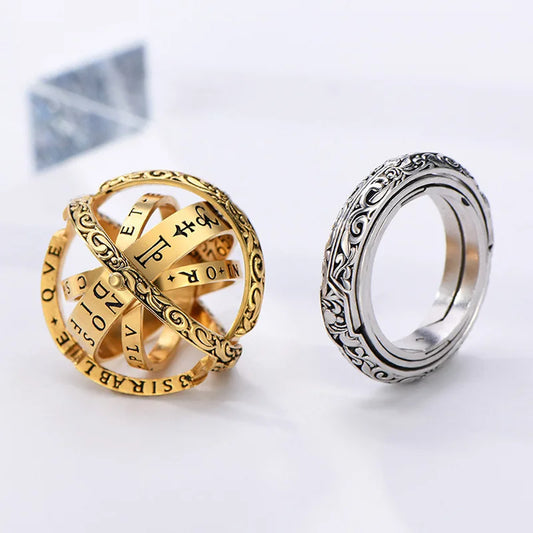 Trendy Openable Astronomical Ball Ring Rotate Sphere Cosmic Planet Choker Rings Couple Ring For Men Women Jewelry Creative Gift