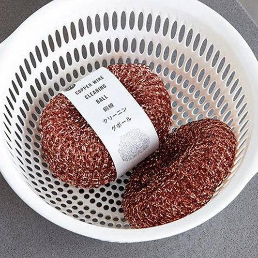 Dishwashing Brush Dish Cleaning Brush Kitchen Scrub Pads 2 Pieces Copper Wire Pot Scrubbers Cleaning Supplies Dishwashing Sponge