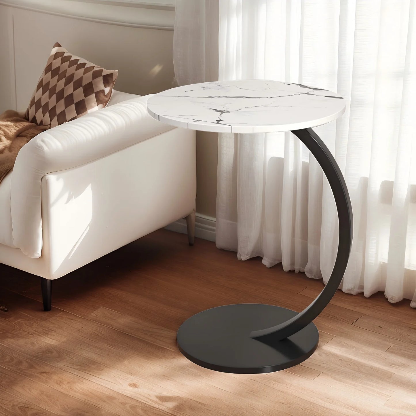 Coffee Tables Light Luxury Side Table Round Flower Bedside Table Bedside Home Study Desk Auxiliary Desk Living Room Furniture (Free Shipping) 💝💖🌹 (Free Shipping) 💝💖🌹