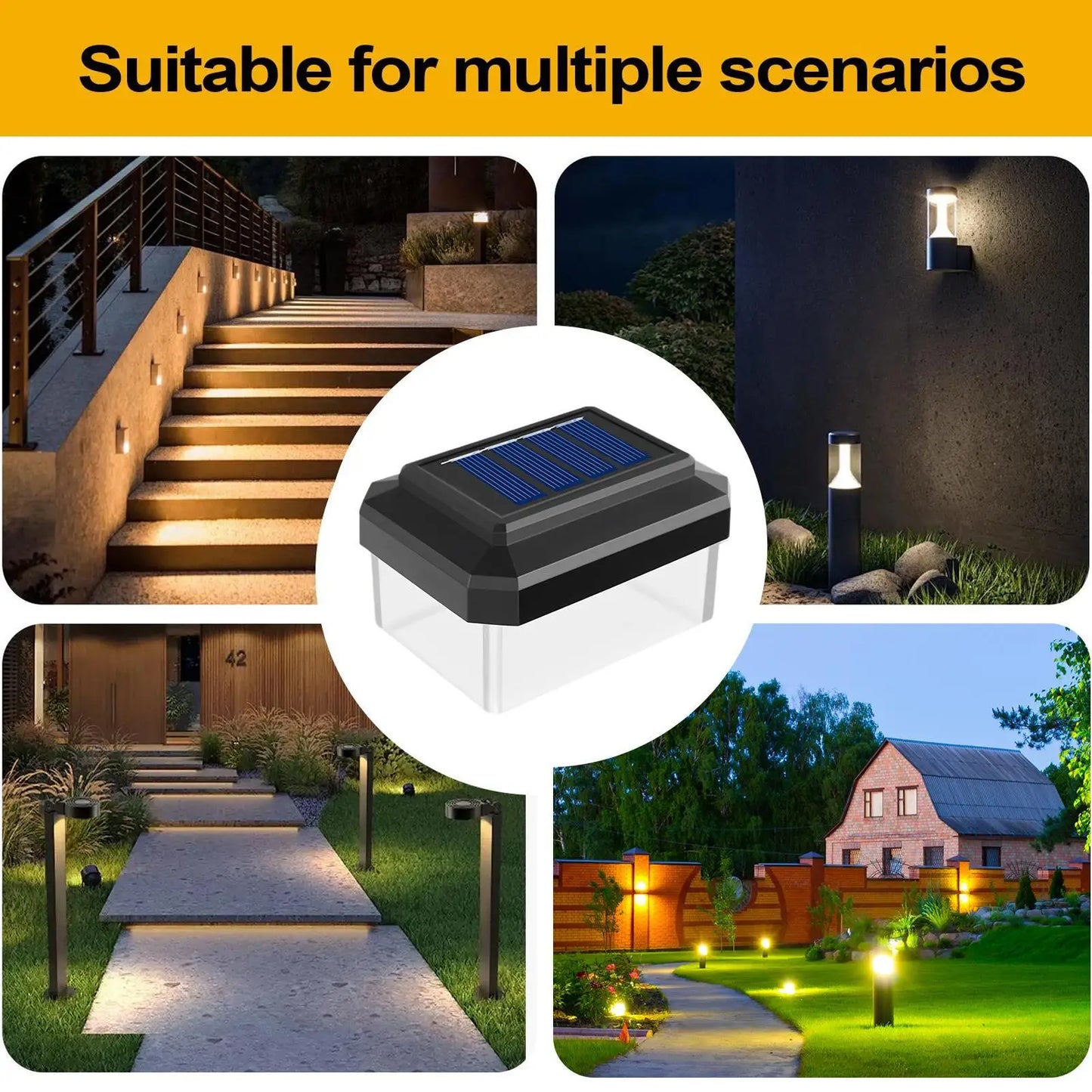 Fence Post Solar Lights Waterproof Modern Lamp Decoration Fence Deck Lights For Outdoor Garden Patio Porch Yard Driveway Walkway