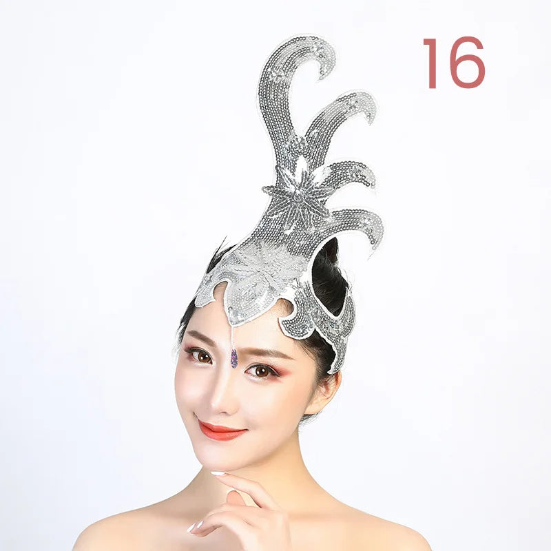 Women Yangko Folk Dance Tiara Dance Classical Dance Head Flower Headdress Opening Dance Show Stage Performance Hair Accessories