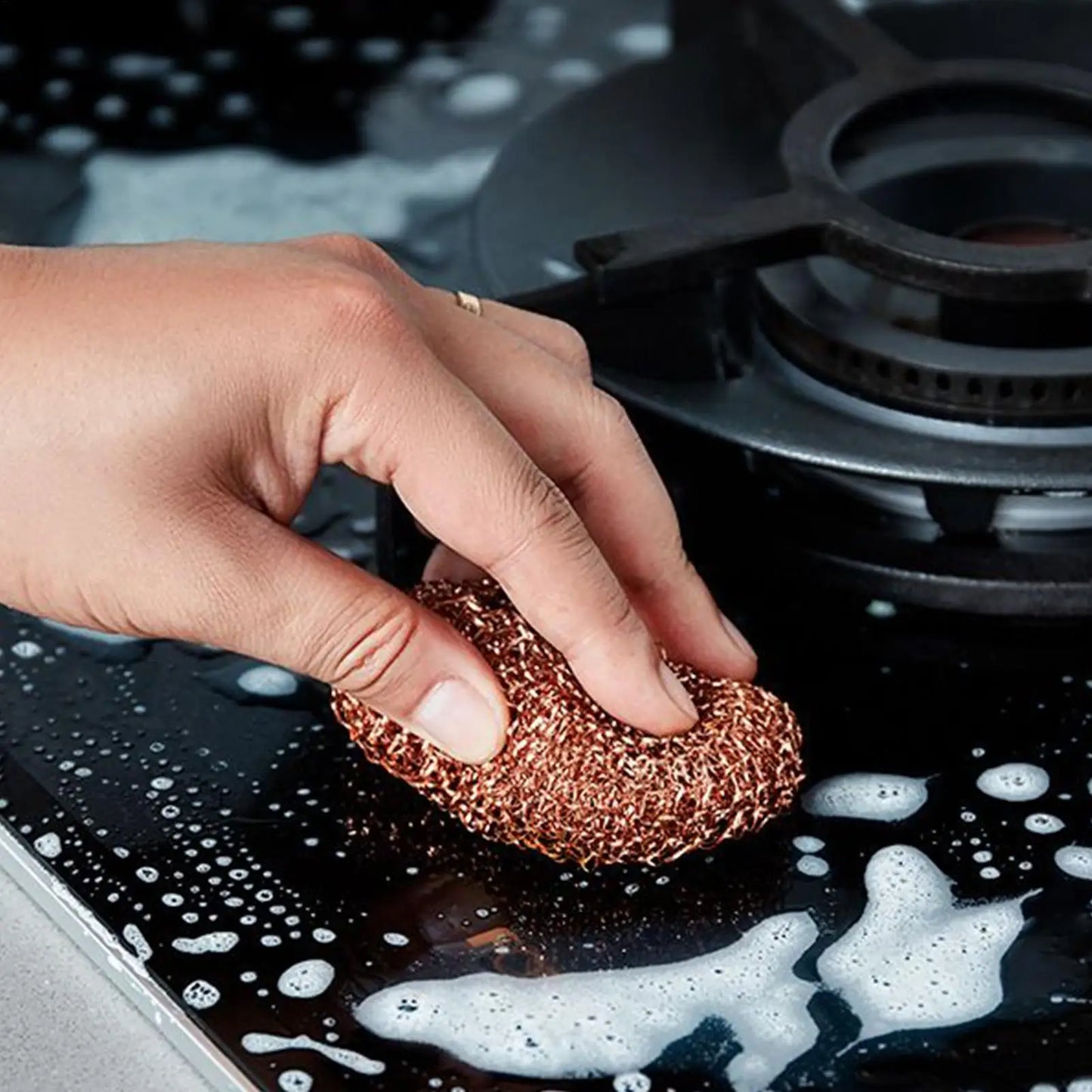 Dishwashing Brush Dish Cleaning Brush Kitchen Scrub Pads 2 Pieces Copper Wire Pot Scrubbers Cleaning Supplies Dishwashing Sponge