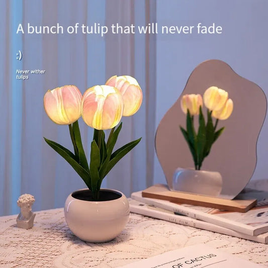 Tulip Table Lamp LED Bedside Lamp Simulation Flower Bouquet Bedroom Bedside Romantic Atmosphere Birthday Gift Home Decoration (Free Shipping) 💝💖🌹 (Free Shipping) 💝💖🌹
