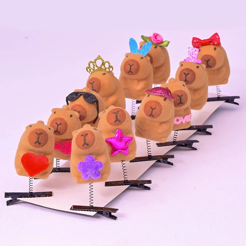 5Pcs Cartoon Funny Children 3D Capybara Hairpin Fashion Cute Hair Clip Versatile Bangs Hair Clip Kawaii Hair Accessories Gifts