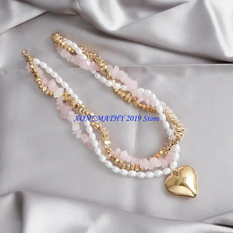 F42F Stylish Beads Necklace Elegant Neck Chain Multilayer Necklace Women Fashion Accessories Suitable for Fashionable Ladies