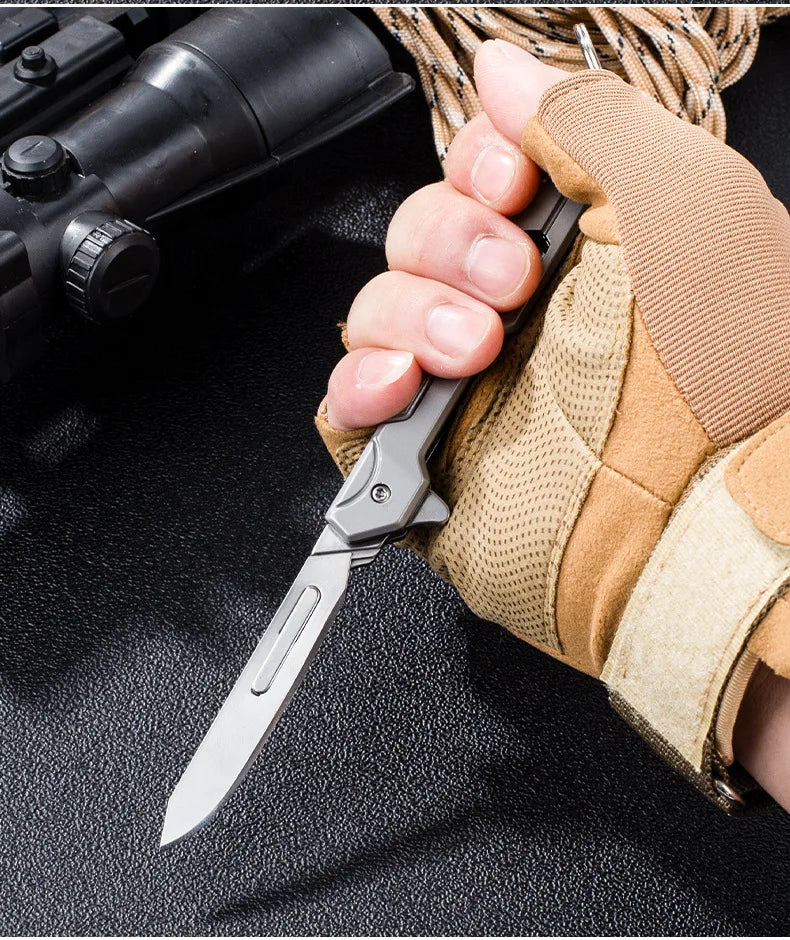 Outdoor Small Tool, All Steel Handle, Manual Knife, Unboxing and Paper Cutting Knife, Titanium Alloy Folding Knife, Cutting Tool