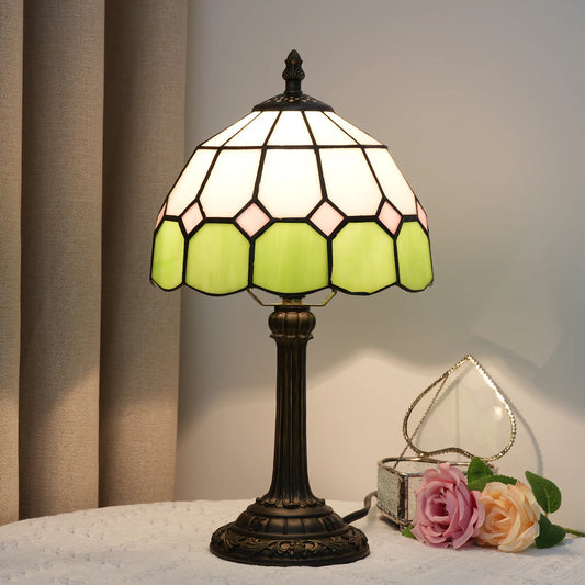 Modern Minimalist Table Lamp 8 Inch Mediterranean Series Stained Glass Lampshades Small Bedside Lamp Reading Antique Desk Light
