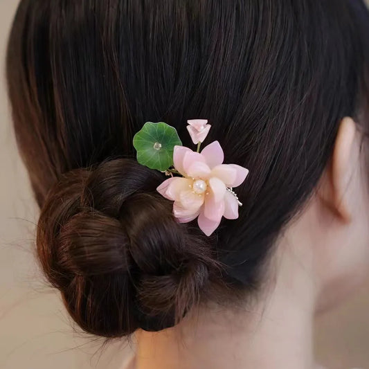 Fairy Flower Hair Clips Chinese Style Hanfu Hair Accessories For Girls Headwear Barrettes Vintage Wedding Headpiece Hair Jewelry