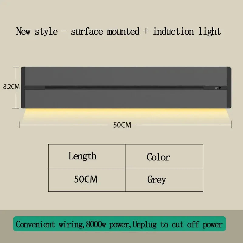 EU US Universal Home Room Movable Power Rail Sliding Track Socket With LED Human Body Induction Light Desktop Mobile Socket