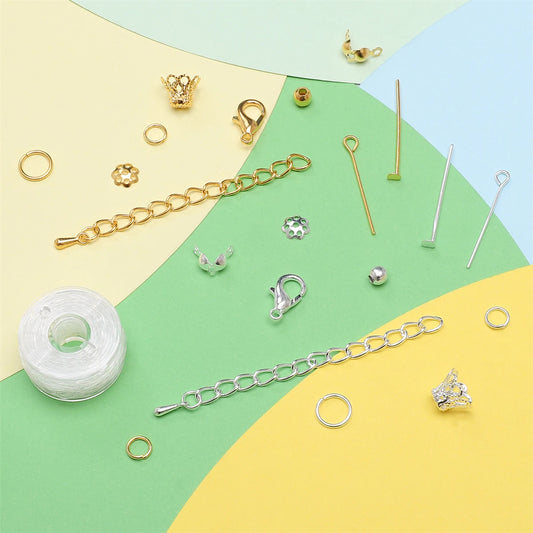 10 Grids 820pcs DIY Jewelry Making Kit Alloy Chain with Multi-Connector Clasp Types Professional for Bracelet Earrings Craft