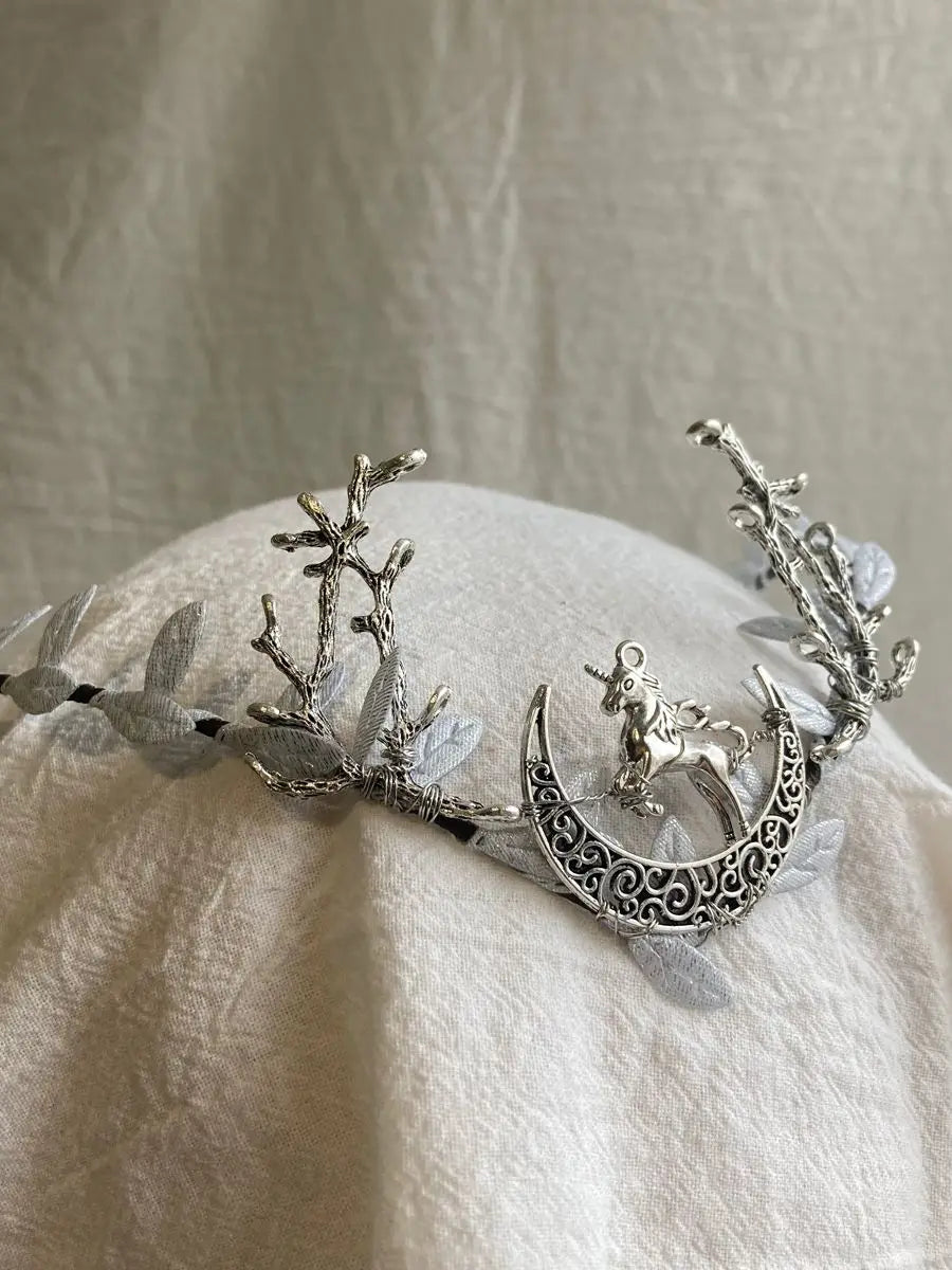 Fairy Crown Elf Tiara Crown For Women Wedding Tiara Bride Flower Girl Crown Fairy Costume Circlet Floral Hair Wreath Renaissance