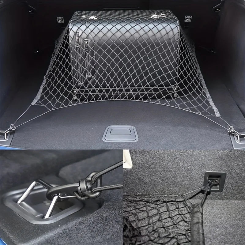 [1Sets Car Storage Net] 1 Sets Stretchable Trunk Cargo Storage Organizer Net | Nylon Plastic Truck Bed Nets with Hooks for Car
