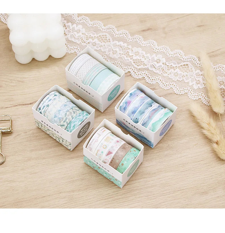 5 PCS Kawaii Washi Tapes Set Scrapbooking Stickers Supplies Japanese Cute korean stationery Journaling Aesthetic Masking tape