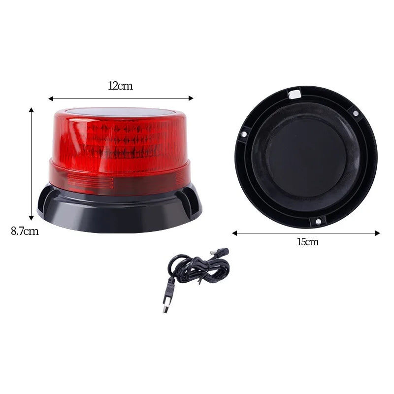 LED Solar Magnetic Flash Warning Light Night Flashing Lamp USB charge Car Truck Roof Beacon Strobe Emergency Light
