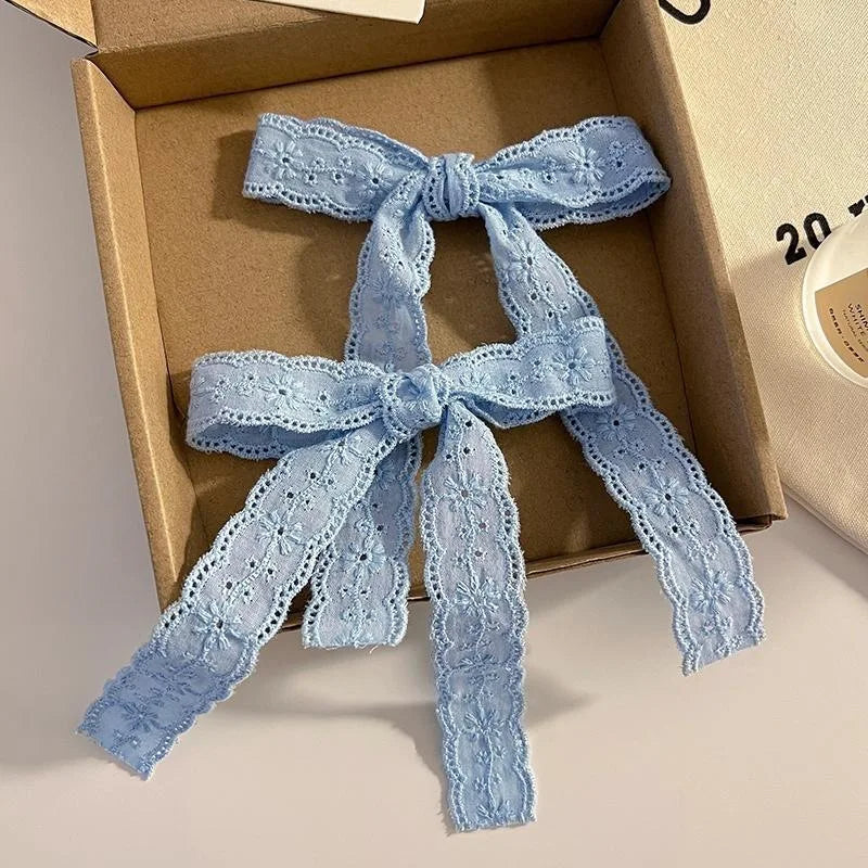 Embroidery Hair Bows Lace Big Bows Hairclip Women Elegant Spring Clip Spring Summer Hair Accessories Women Barrettes
