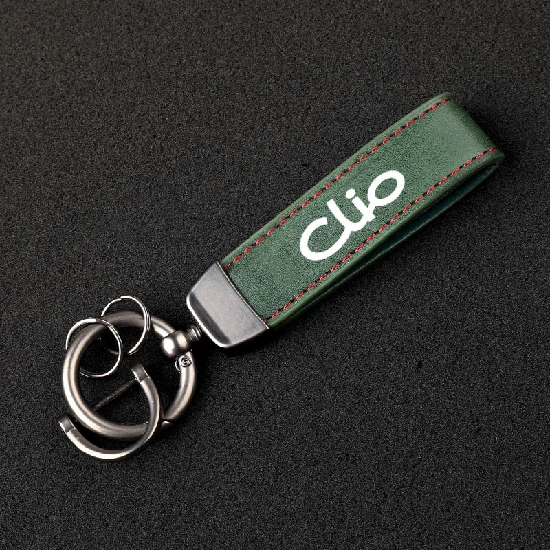 For Clio 2 3 4 5 MK2 MK3 MK4 Car Accessories With Logo Leather Car keychain Horseshoe Buckle Jewelry