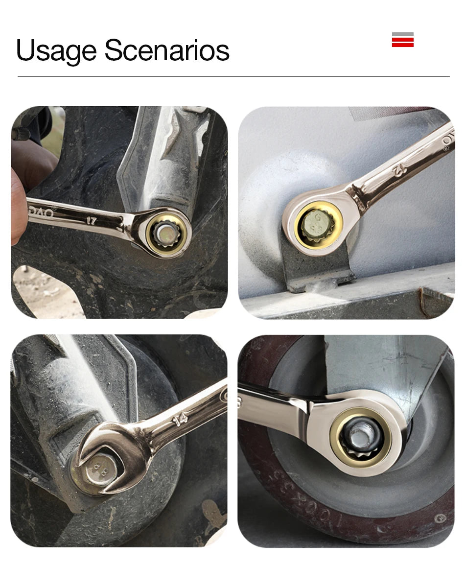 Universal Key Ratchet Wrench 72 Tooth Gear Ring Torque Socket Wrench Metric Ratchet Spanners Car Repair Mechanical Tools