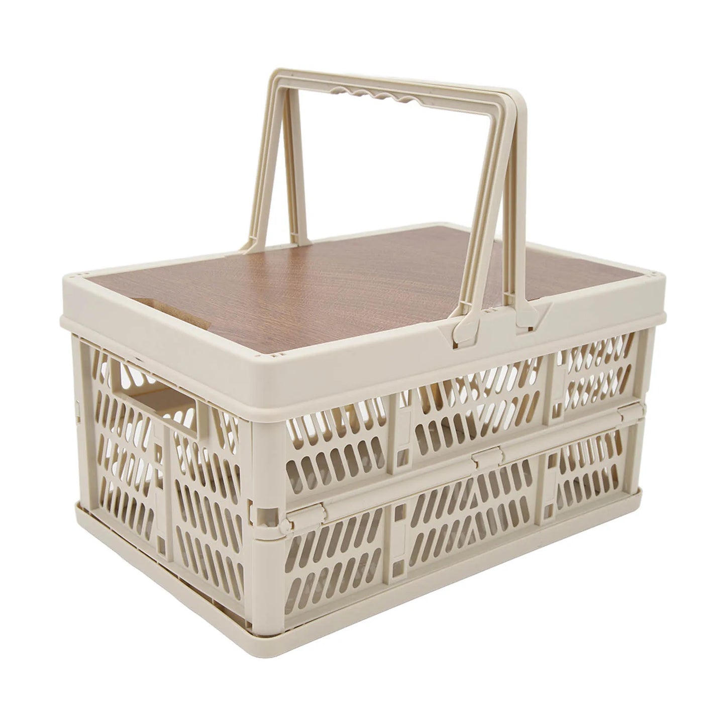 Foldable Camping Picnic Basket with Movable Board Large Capacity Multifunction Handheld Storage Box Home Organization