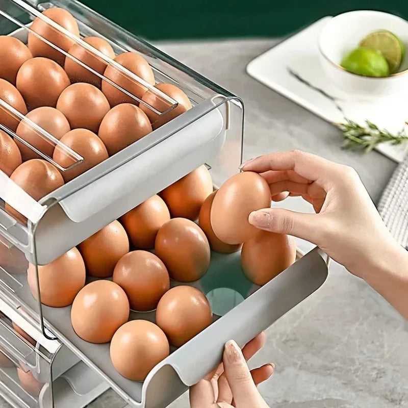 Storage Container with 2 Drawers! Perfect for Fridge Organization, Durable, Space Efficient Design for Easy Access & Freshness