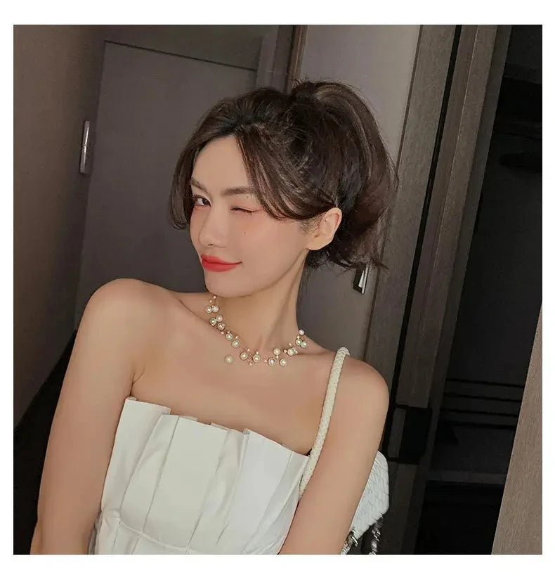 French Style Light Luxury Elegant Niche Design Pearl Multi-layer Pendant Necklace Fashion Women Sweet Jewelry Accessories