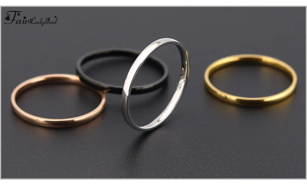 FairLadyHood Simple Rose Gold Rings For Men Women Plate With Silver Color Ring Stainless Steel Rings Jewelry Wedding Ring Couple