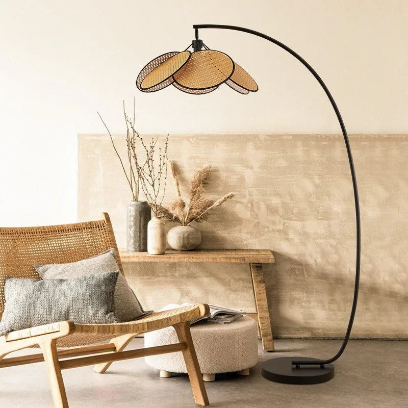 Retro Flower Floor Lamp Japanese Style Living Room Bedroom Fishing Light Modern Luxury Creative Home Decoration Accessories