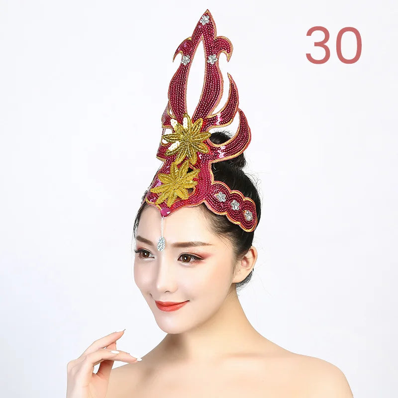 Women Yangko Folk Dance Tiara Dance Classical Dance Head Flower Headdress Opening Dance Show Stage Performance Hair Accessories