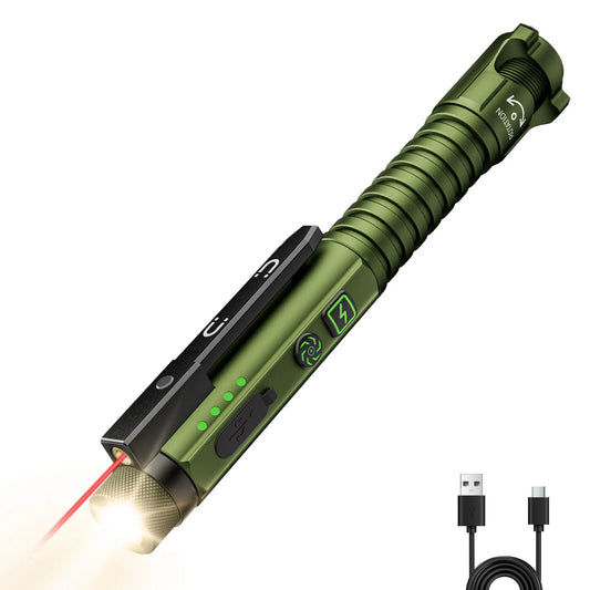 Magnetic LED Flashlight, 800 Lumen Rechargeable Flashlight, Laser Pointer, Hands-Free, USB Charging Cable, for Work and Outdoor