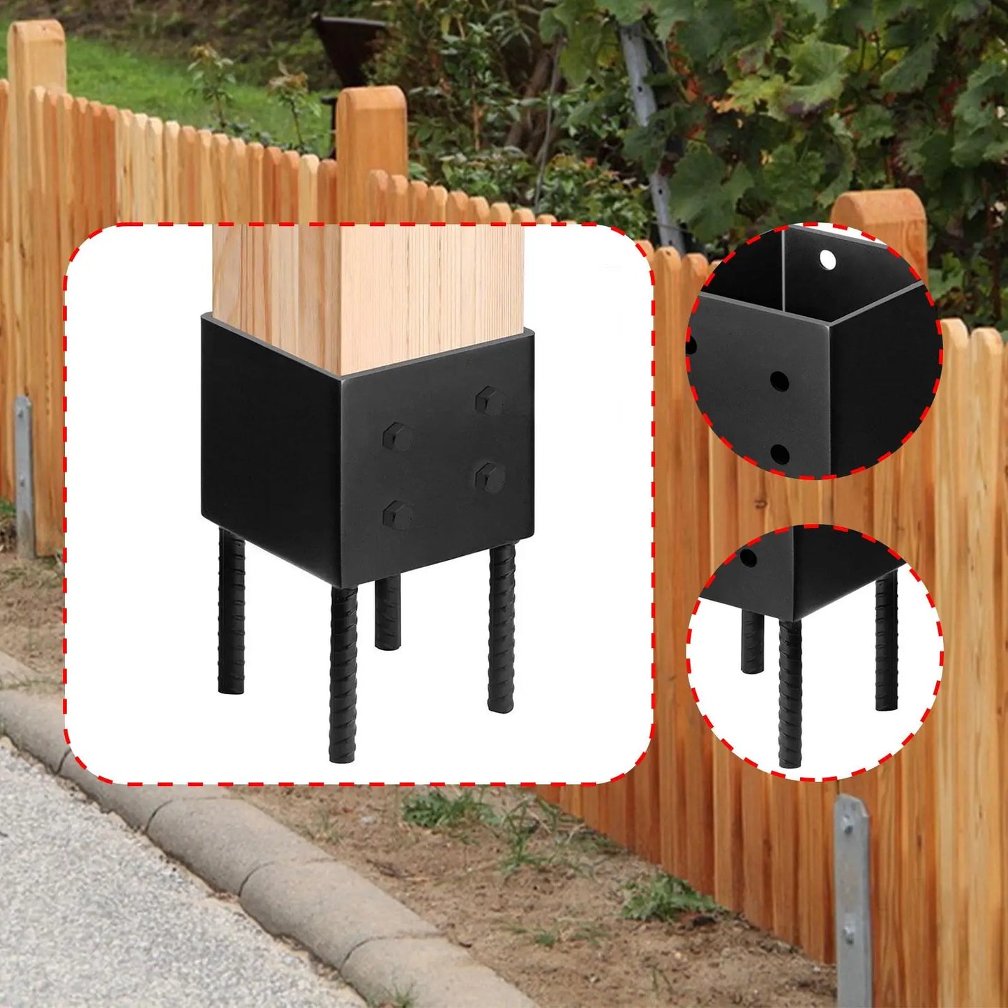 Post Base Heavy Duty for 6x6 Nominal Lumber Ground Spike Fence Post Holder for Terrace Pergola Deck Railings Wood Gazebo Fences