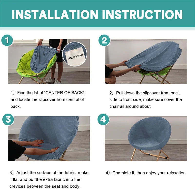 Round Saucer Chair Cover Elastic Velvet Chair Cover Moon Sauce Chair Protector Covers Seat Slipcovers Camping Chair Covers