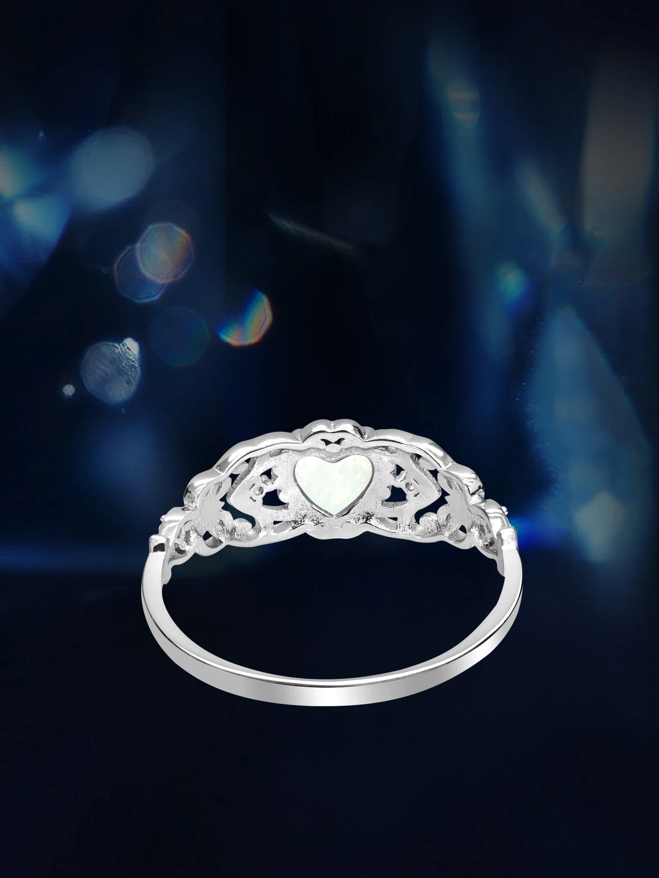 Opal Ring Heart Rings for Women 925 Sterling Silver Ring Engagement Birthday Gift for Woman