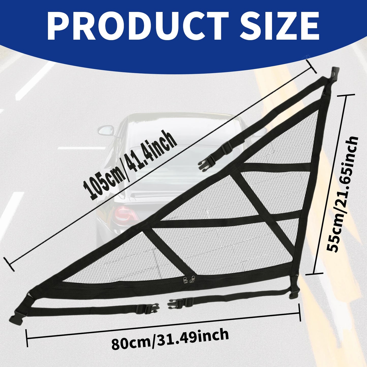 Triangular Ceiling Storage Net Double-Layer Mesh Net Anti-Fall SUV Roof Organizer Adjustable Car Interior Cargo Storage Bag 2024