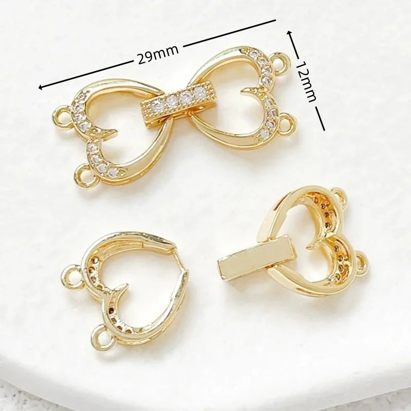 1 Piece Jewelry Making Connecting Buckle Accessories Heart-shaped Double Circle DIY Pearl Necklace Bracelet Multifunctional Lock