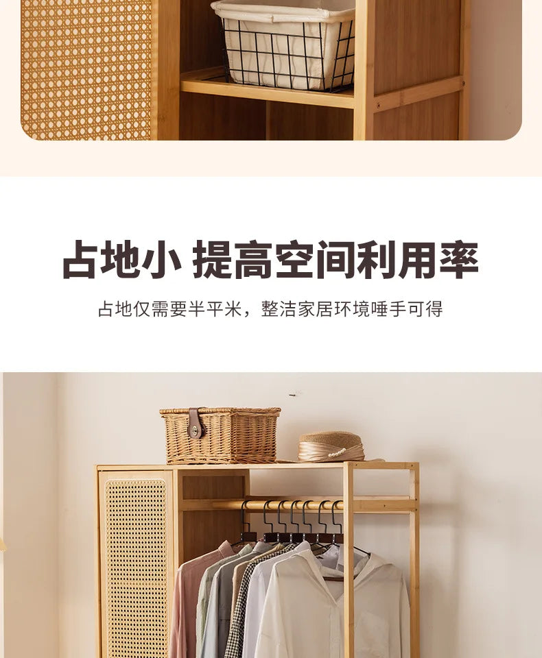 Display Wardrobe Single Sliding Door Wardrobe Closet Clothes Storage Cabinet Bedroom Room Set Wooden Locker Coat Household Items
