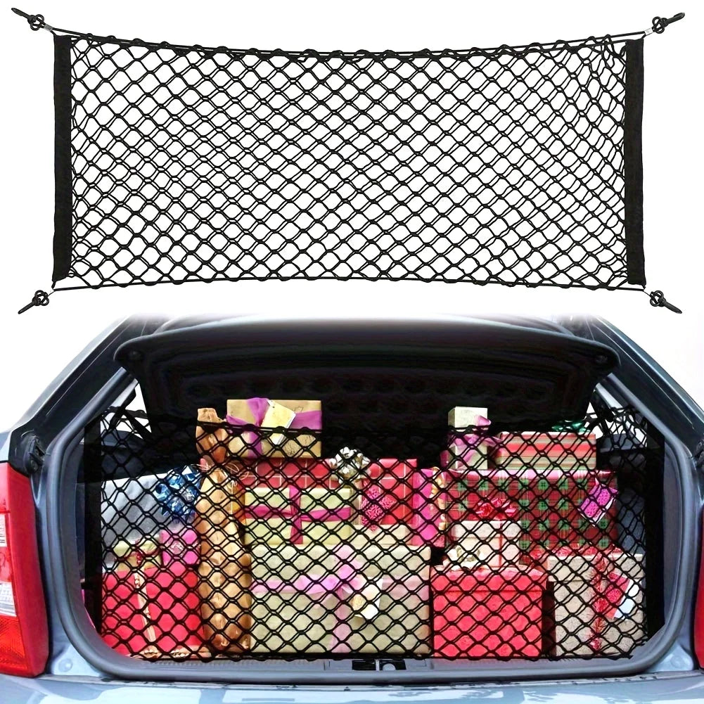 [1Sets Car Storage Net] 1 Sets Stretchable Trunk Cargo Storage Organizer Net | Nylon Plastic Truck Bed Nets with Hooks for Car