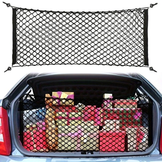 [1Sets Car Storage Net] 1 Sets Stretchable Trunk Cargo Storage Organizer Net | Nylon Plastic Truck Bed Nets with Hooks for Car