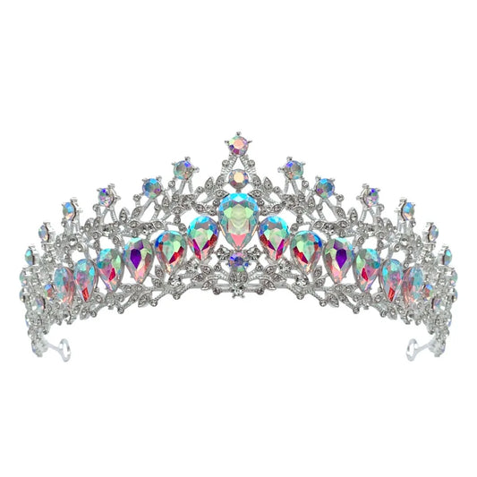 Shiny Baroque Queen Tiaras Luxury Adjustable Bridal Headwear Dazzling Multicolor Alloy Princess Crown Photography Props