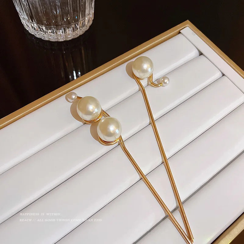 Fashion Women Simulated Pearl Hairpins Metal Barrette Clip Wedding Bridal Tiara Hair Accessories Wedding Hairstyle Design Tools