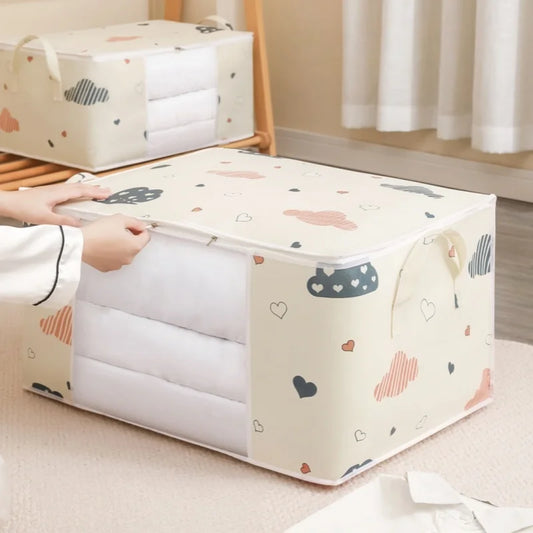 Storage Clothes Bins Closet Bags - Organizing Blanket Pillow Sheet Sweater, Foldable Fabric Bedroom Storage with Lids Zipper