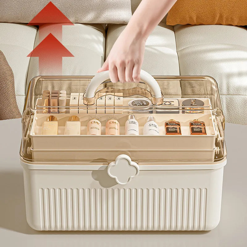 Cosmetics Storage Box, Desktop Dustproof, Large Capacity Organizer Box, Makeup Table, Skincare, Lipstick Shelf
