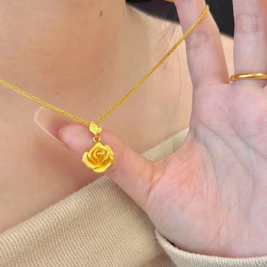 Luxury Rose Necklace Women Fashion Delicate Flower Pendant Romantic Collarbone Chain Jewelry Gift