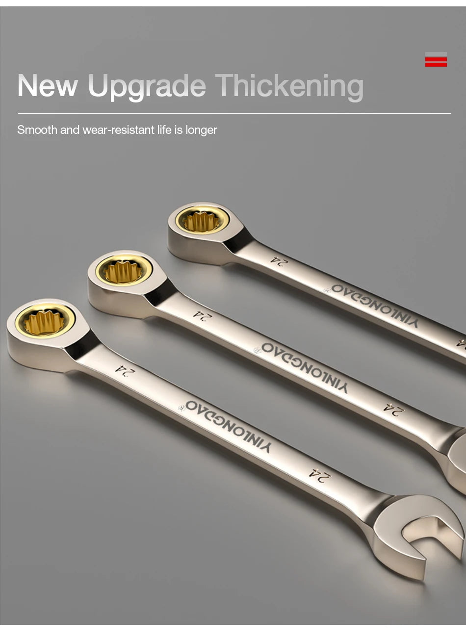 Universal Key Ratchet Wrench 72 Tooth Gear Ring Torque Socket Wrench Metric Ratchet Spanners Car Repair Mechanical Tools