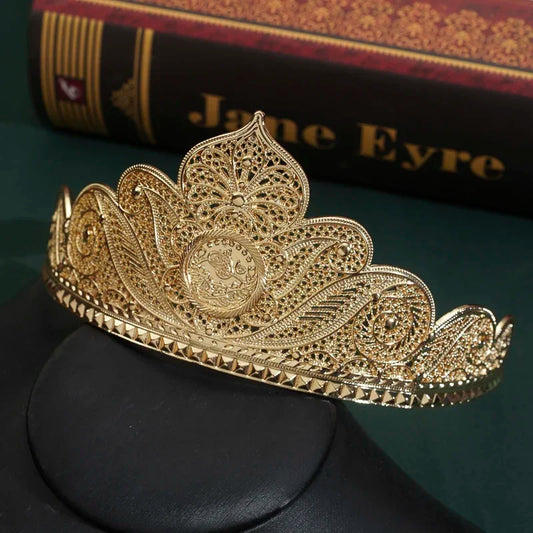Turkish Metal Gold Color Tiaras and Crowns Coins Headpiece for Women Forehead Hair Jewelry Wedding Accessories