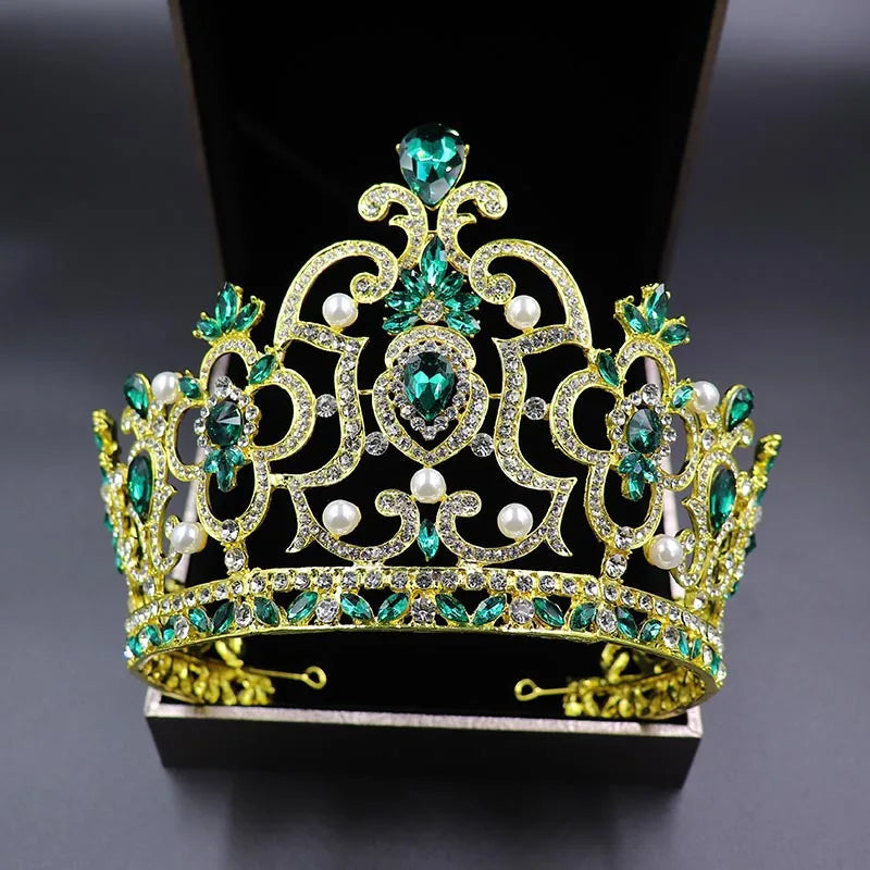Wholesale Rhinestone Big Pageant Crown AB Colorful Crystal Tall Beauty Crown Diamond Preal King and Queen Tiaras