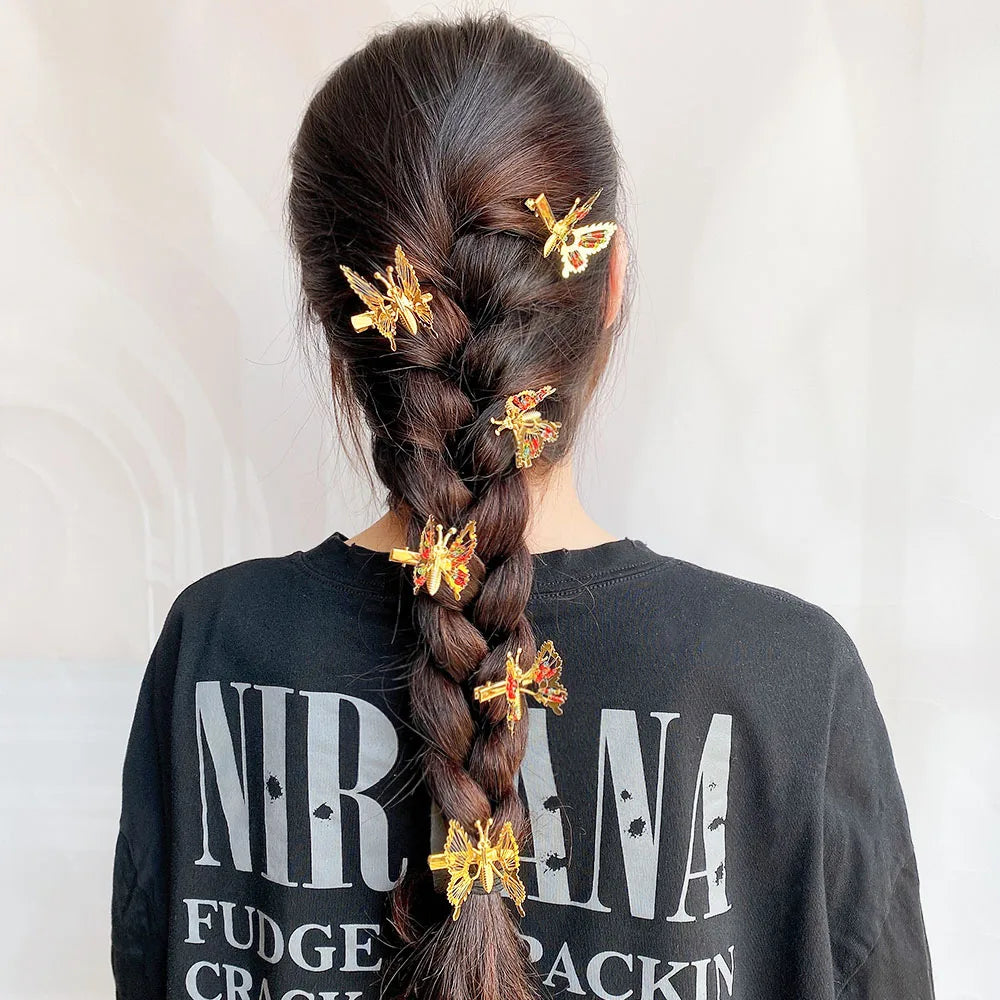 2Pcs/Set Fashion Metal Gold Hollow Butterfly Hairpins For Women Girls Hair Ornament Clip Barrette Headband Hair Accessories